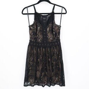 Lace Mini Dress Womens S Black LBD‎ Dark Feminine Witchy Romantic Event Cocktail